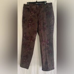 Bandolino Women’s Brown Floral Print Pants with Pockets size 16s